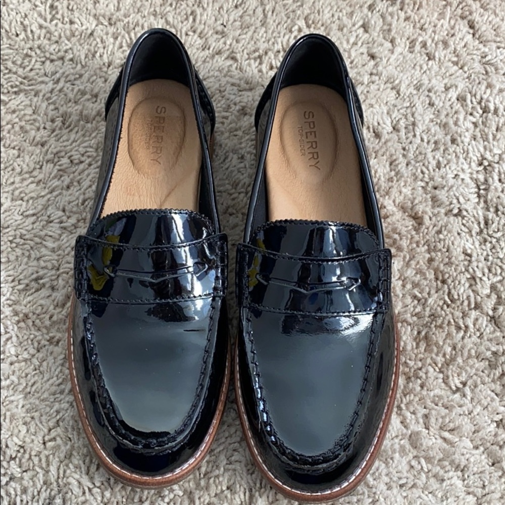 Sperry patent leather penny loafer seaside